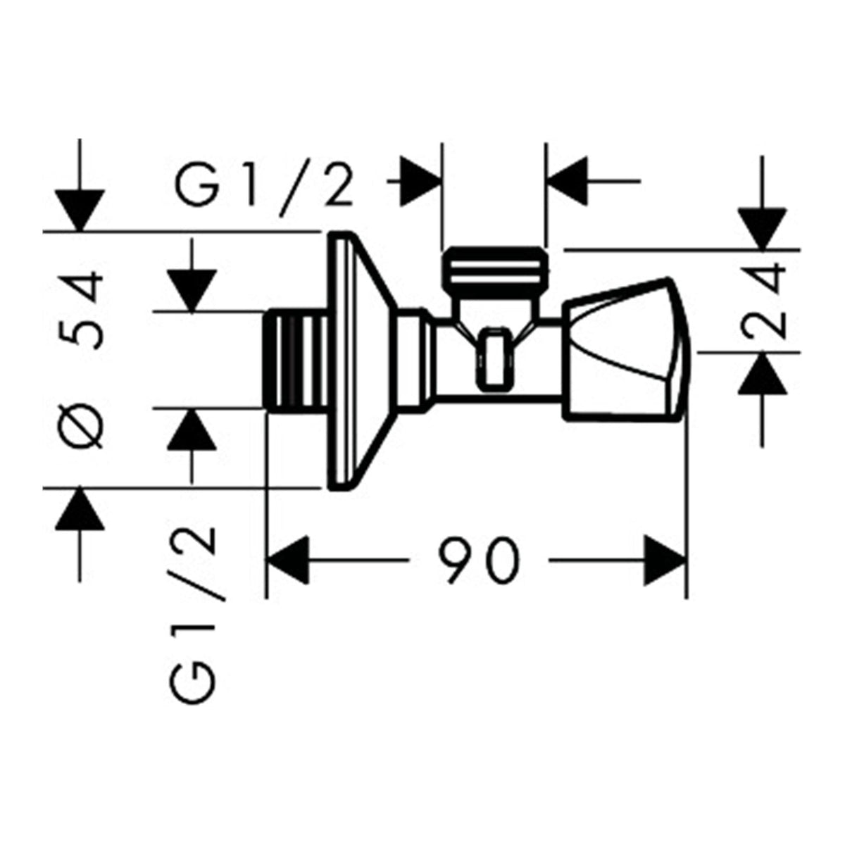 AXOR Angle valve E outlet G 1 2 51309 technical 01