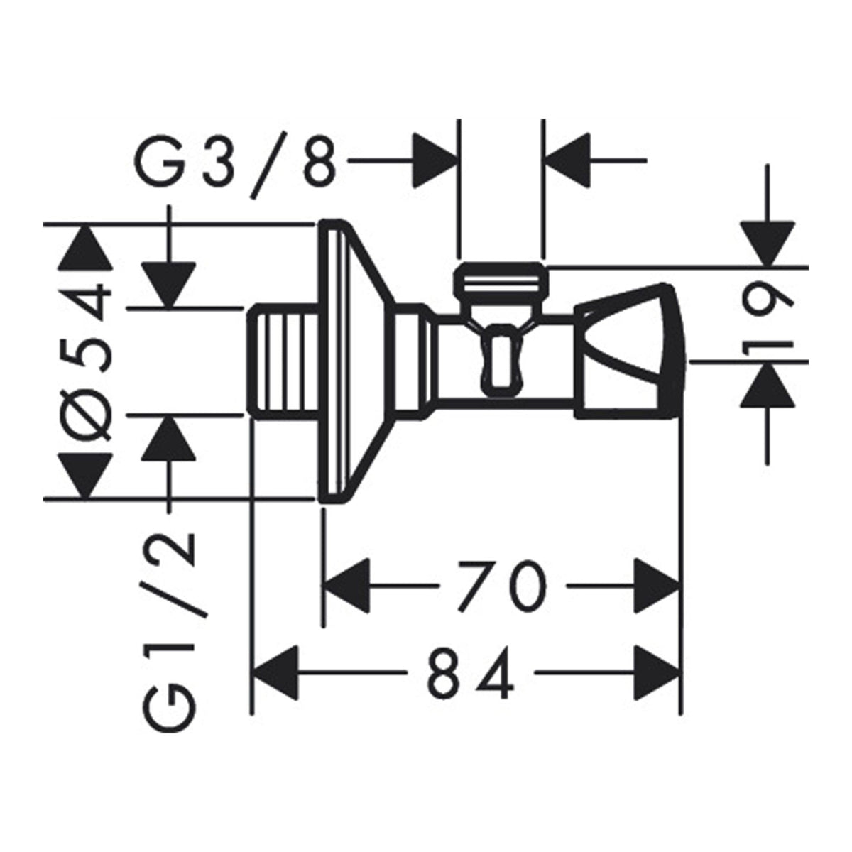 AXOR Angle valve E outlet G 3 8 51312 technical 01