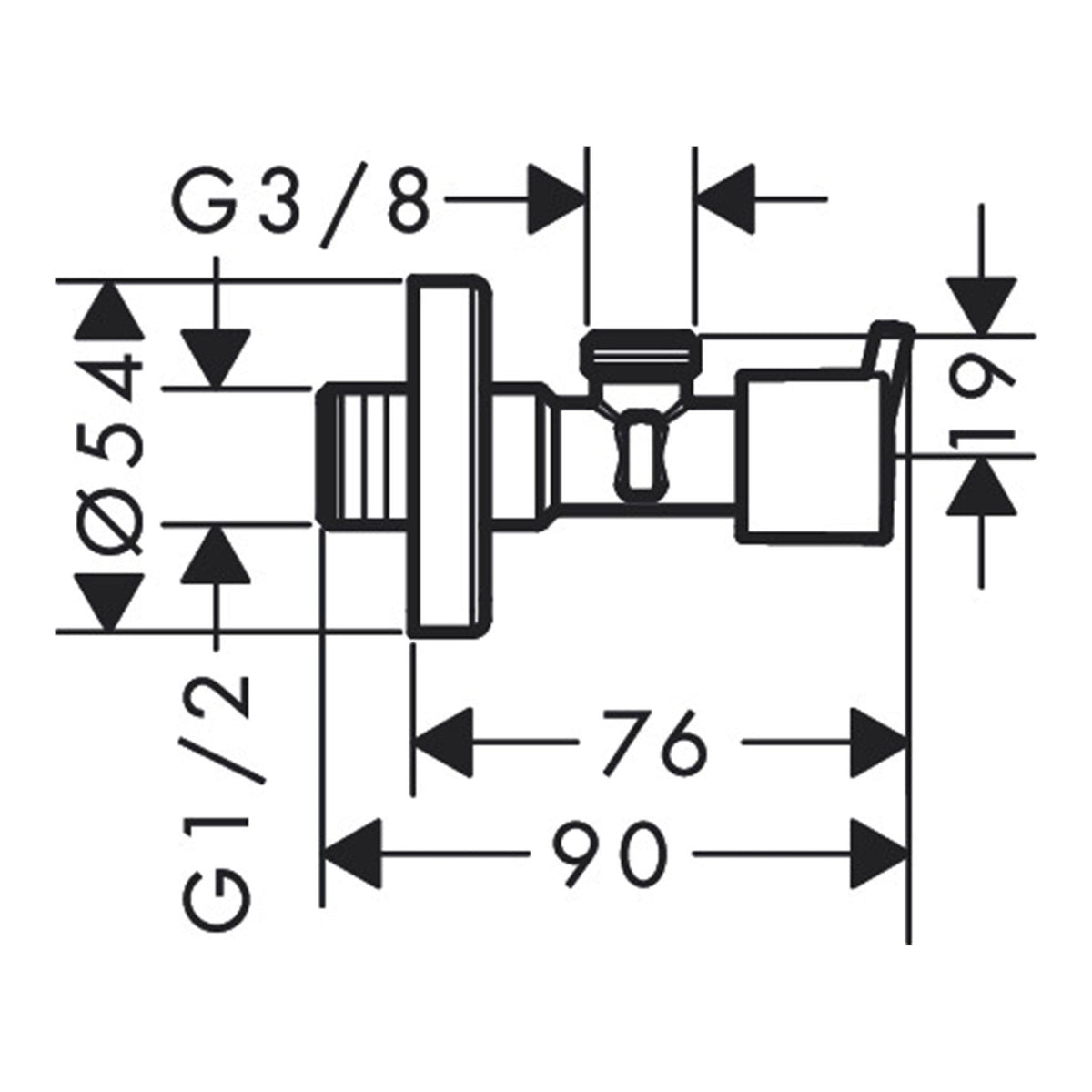 AXOR Angle valve S outlet G 3 8 51310 technical 01