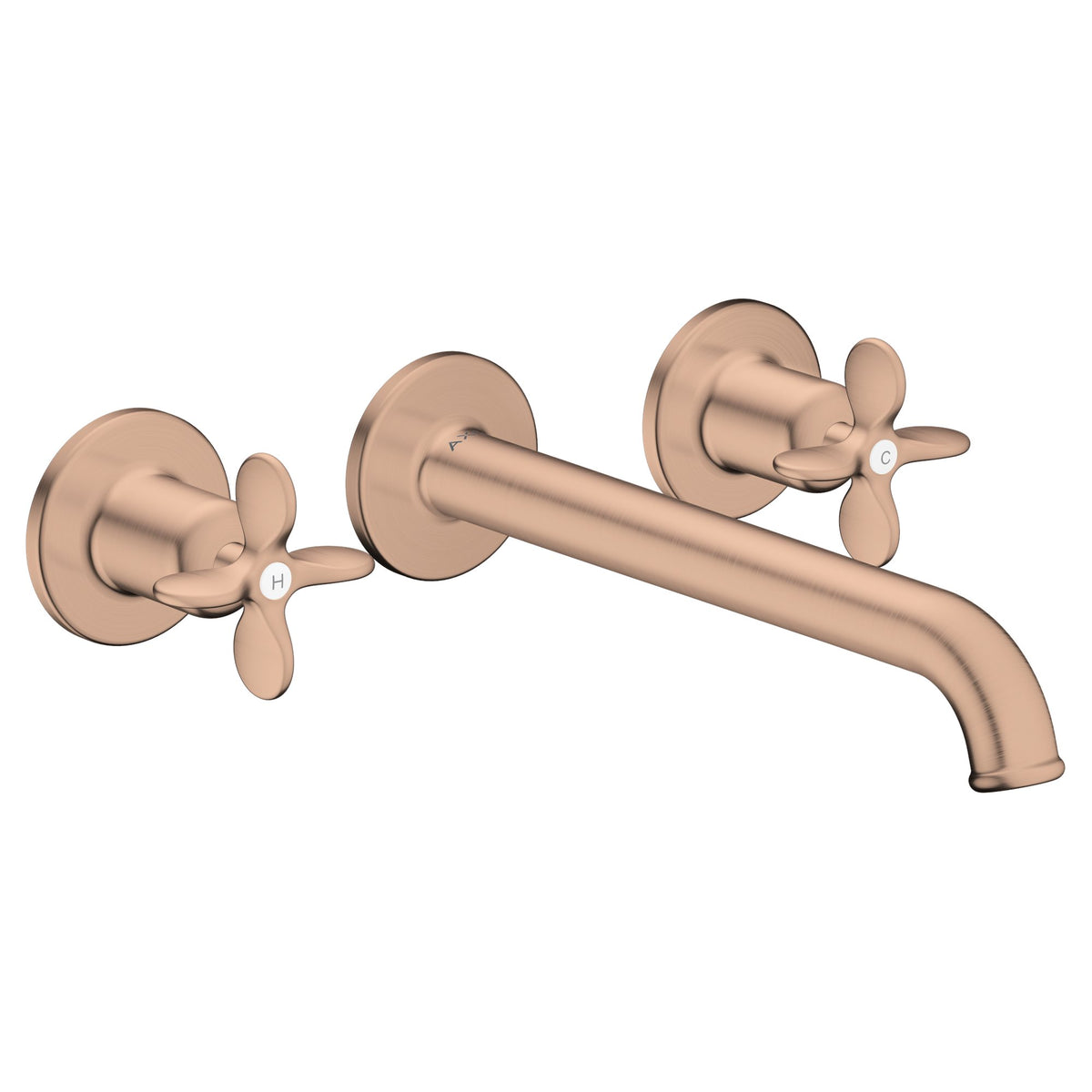 AXOR-Archivio-3-hole-basin-mixer-for-concealed-installation-wall-mounted-with-spout-220-mm-and-cross-handles-Brushed-Red-Gold-34036310