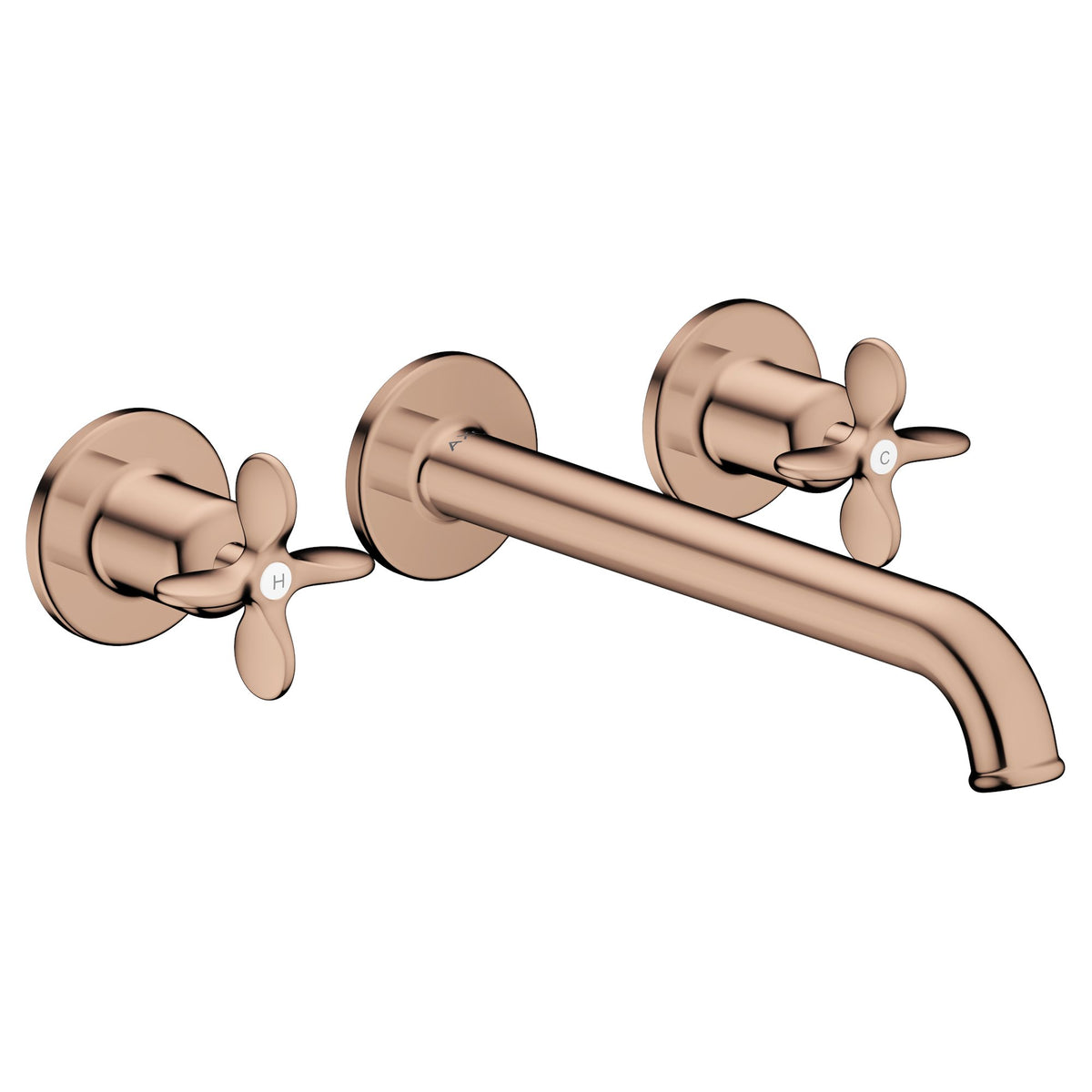 AXOR-Archivio-3-hole-basin-mixer-for-concealed-installation-wall-mounted-with-spout-220-mm-and-cross-handles-Polished-Red-Gold-34036300