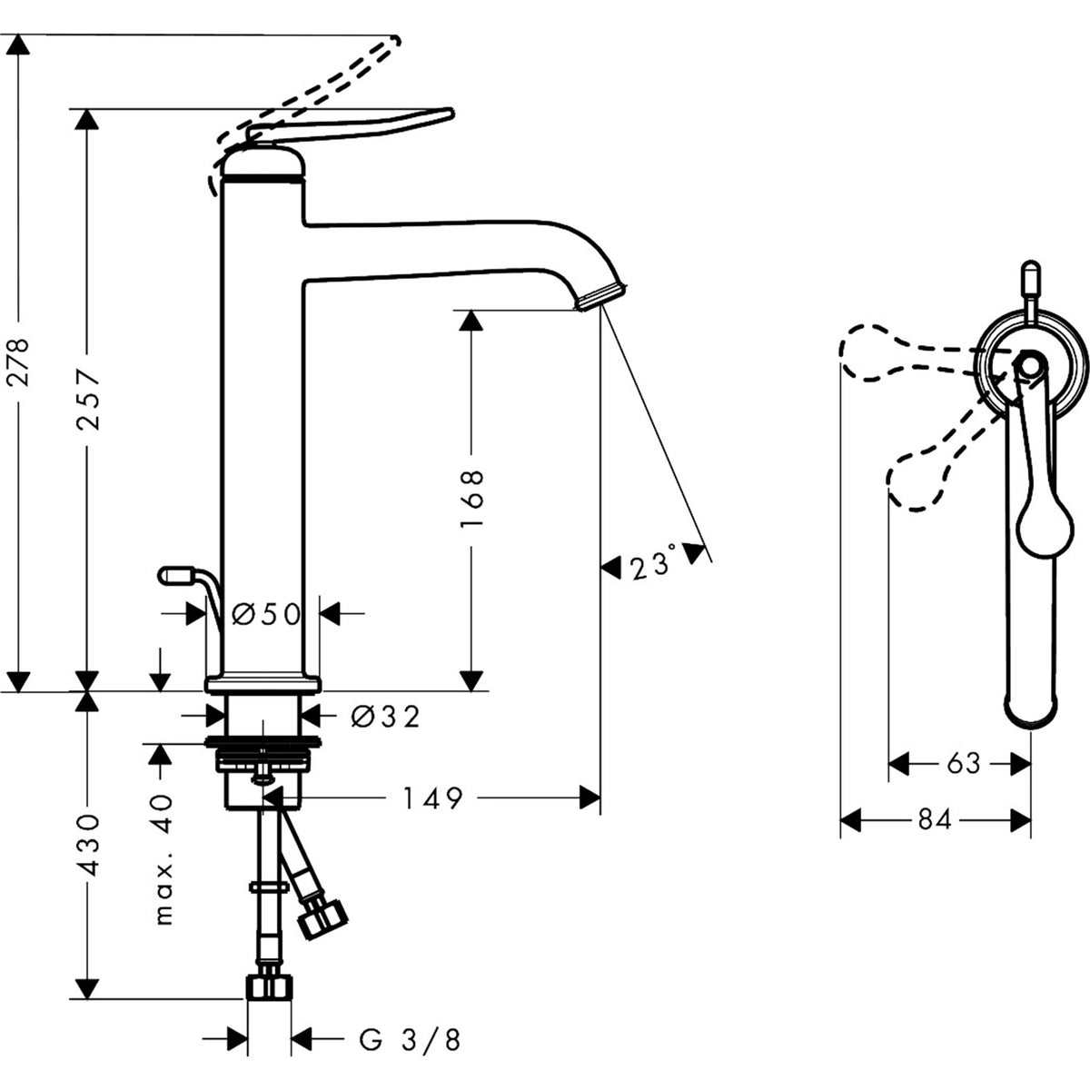 AXOR-Archivio-Single-lever-basin-mixer-170-CoolStart-with-pop-up-waste-set-34007-technical-01