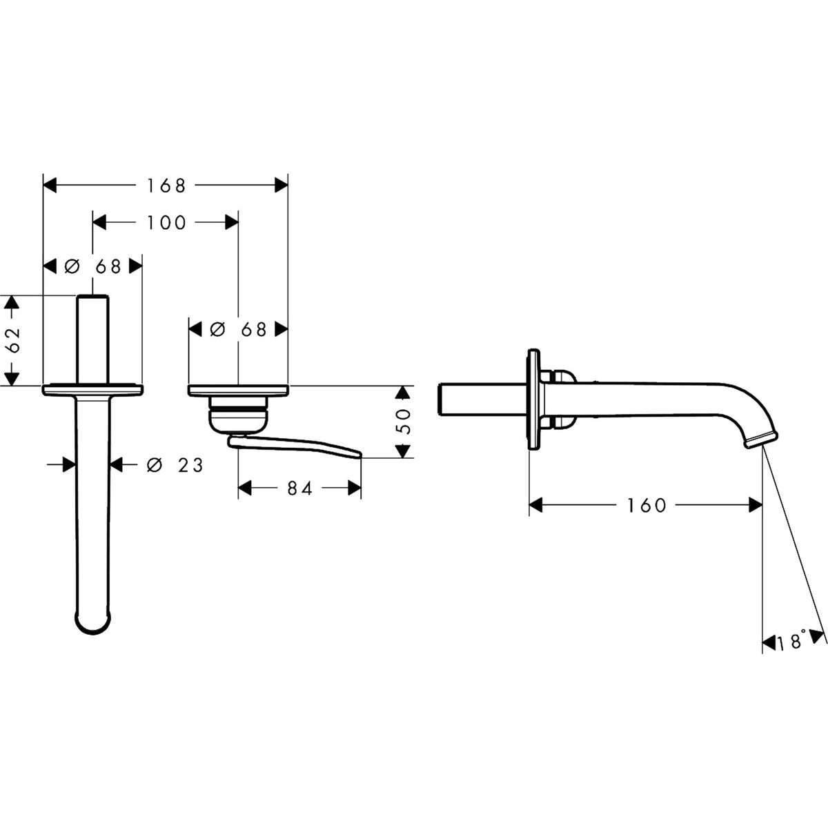 AXOR-Archivio-Single-lever-basin-mixer-for-concealed-installation-wall-mounted-with-spout-160-mm-34038-technical-01
