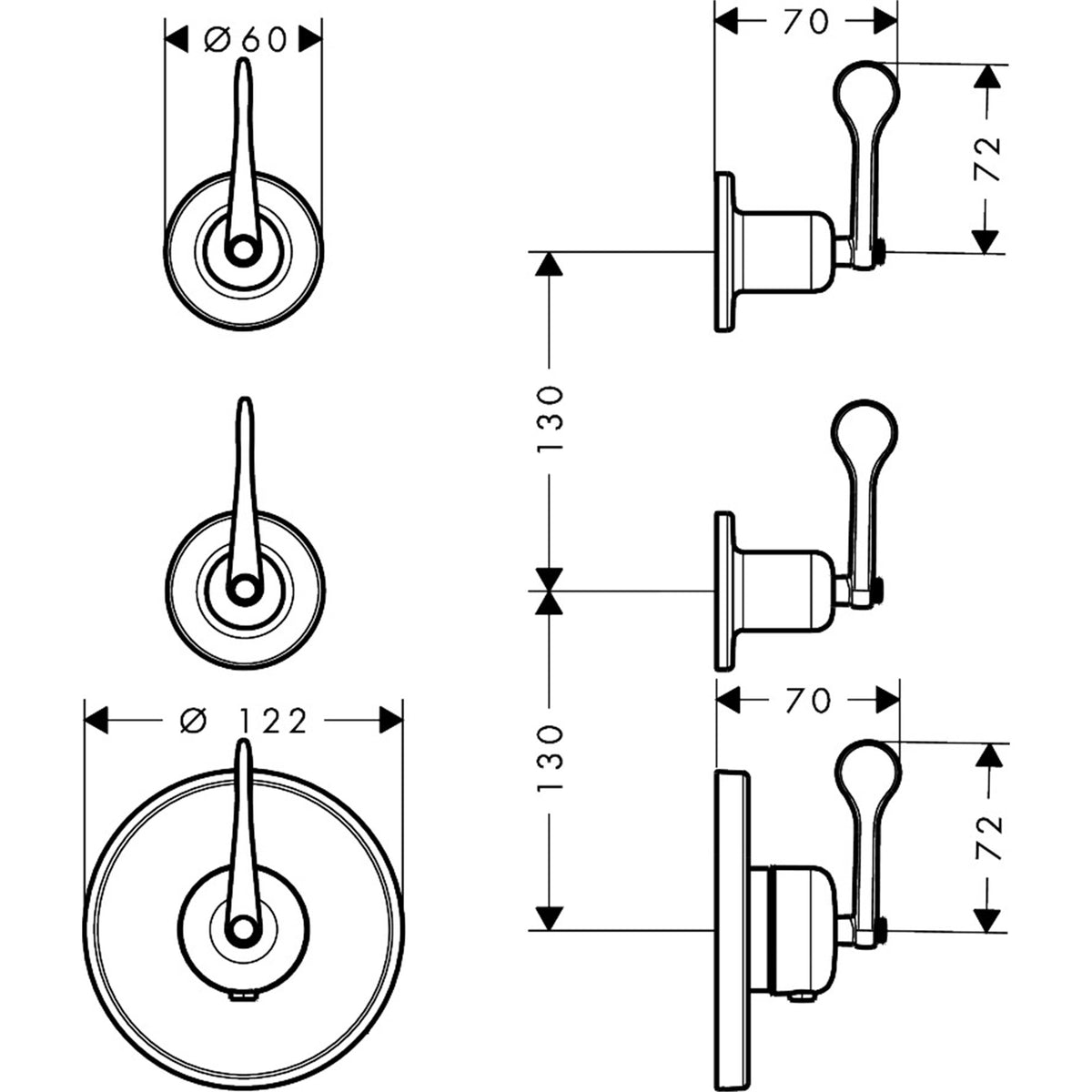 AXOR-Archivio-Thermostatic-module-for-concealed-installation-for-2-functions-with-lever-handles-34143-technical-02