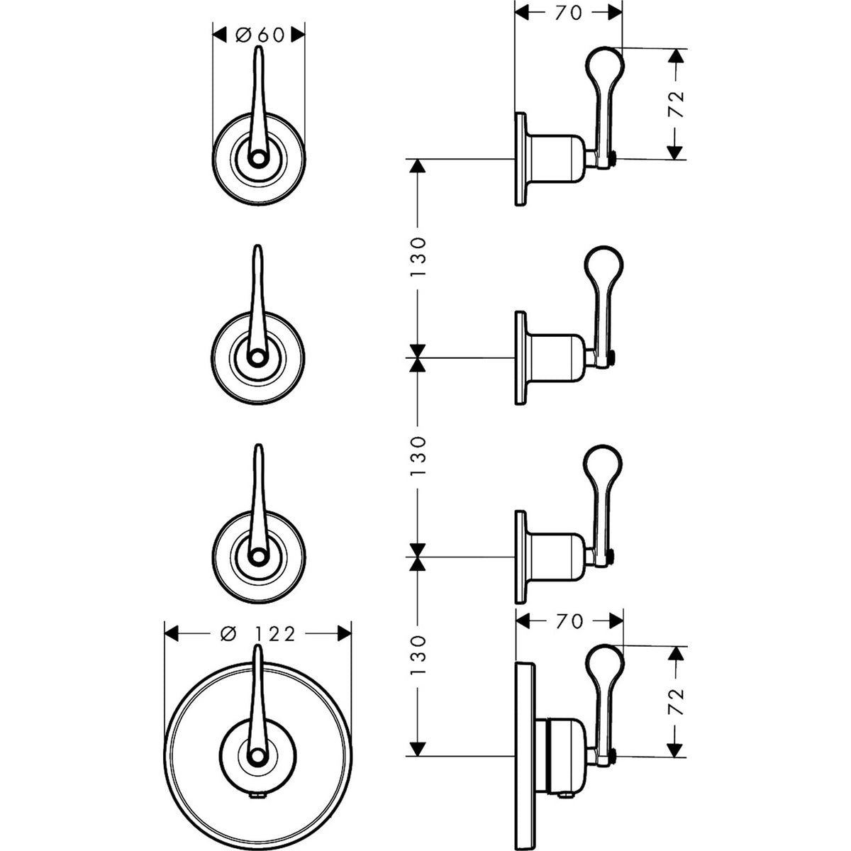AXOR-Archivio-Thermostatic-module-for-concealed-installation-for-3-functions-with-lever-handles-34147-technical-02