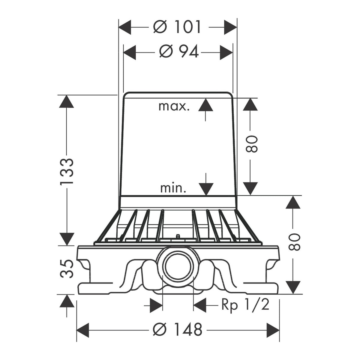 AXOR Basic set for mixers floor standing 10452 technical 03