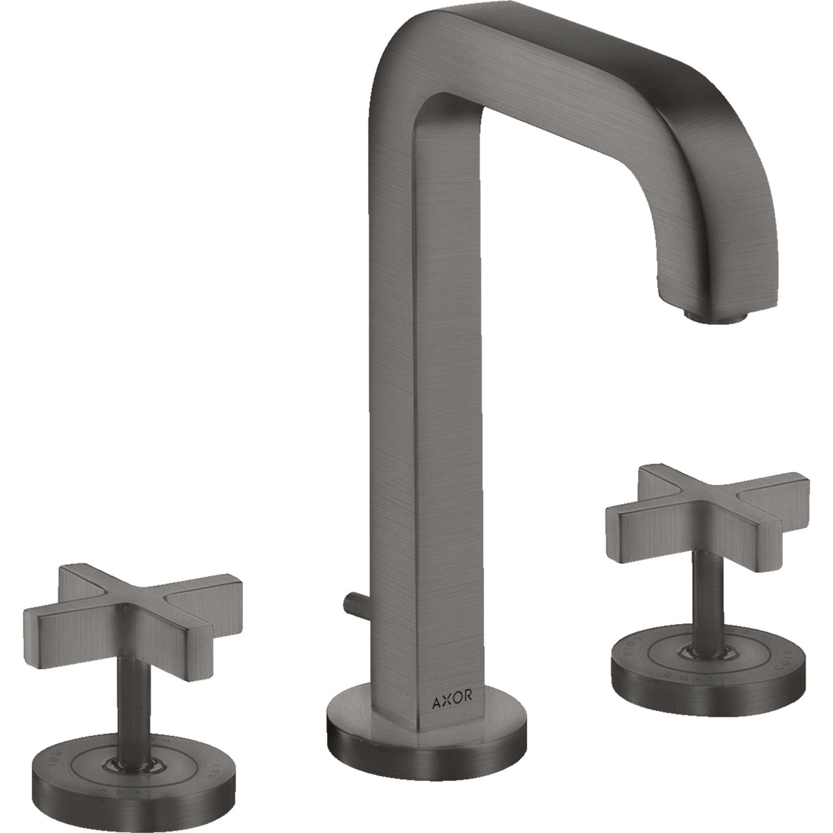 AXOR-Citterio-3-hole-basin-mixer-170-with-spout-140-mm-cross-handles-escutcheons-and-pop-up-waste-set-Brushed-Black-Chrome-39133340