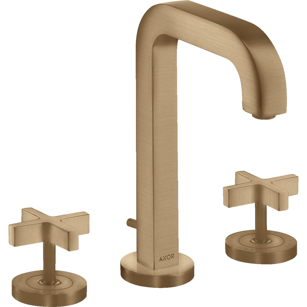 AXOR-Citterio-3-hole-basin-mixer-170-with-spout-140-mm-cross-handles-escutcheons-and-pop-up-waste-set-Brushed-Bronze-39133140