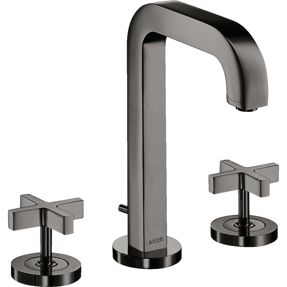 AXOR-Citterio-3-hole-basin-mixer-170-with-spout-140-mm-cross-handles-escutcheons-and-pop-up-waste-set-Polished-Black-Chrome-39133330