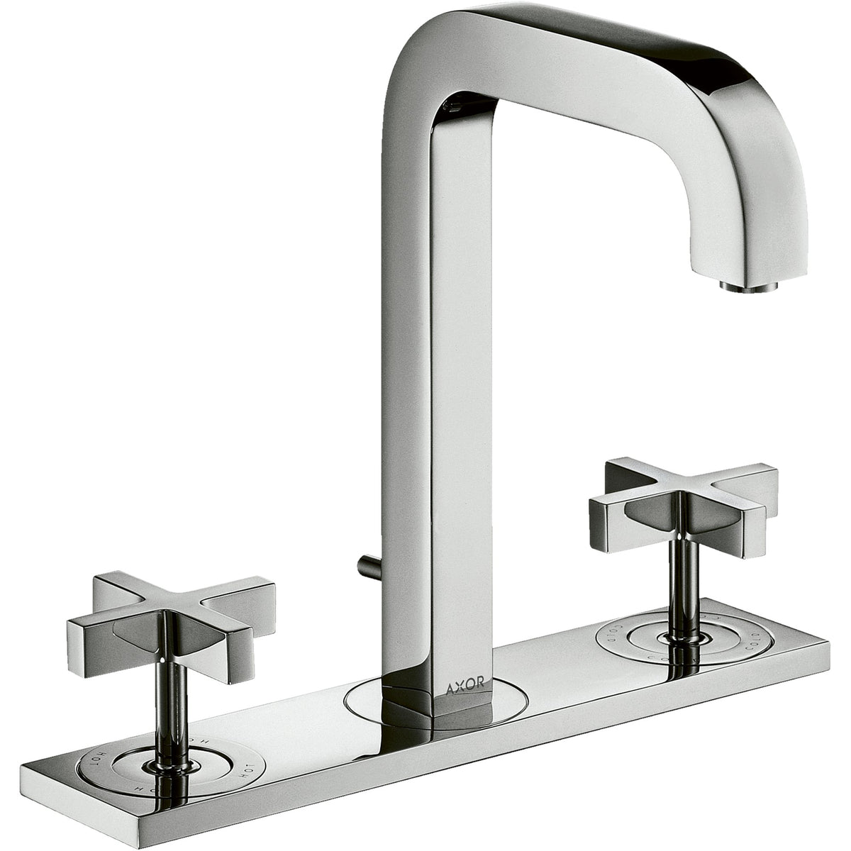 AXOR-Citterio-3-hole-basin-mixer-170-with-spout-140-mm-cross-handles-plate-and-pop-up-waste-set-Chrome-39134000