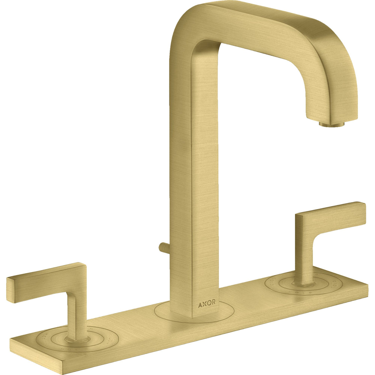 AXOR-Citterio-3-hole-basin-mixer-170-with-spout-140-mm-lever-handles-plate-and-pop-up-waste-set-Brushed-Brass-39136950