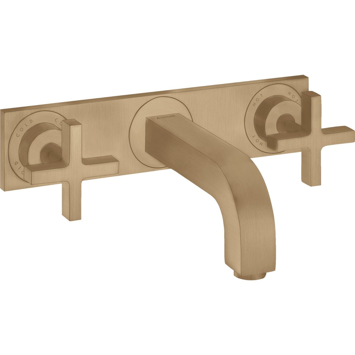 AXOR-Citterio-3-hole-basin-mixer-for-concealed-installation-wall-mounted-with-spout-226-mm-cross-handles-and-plate-Brushed-Bronze-39144140