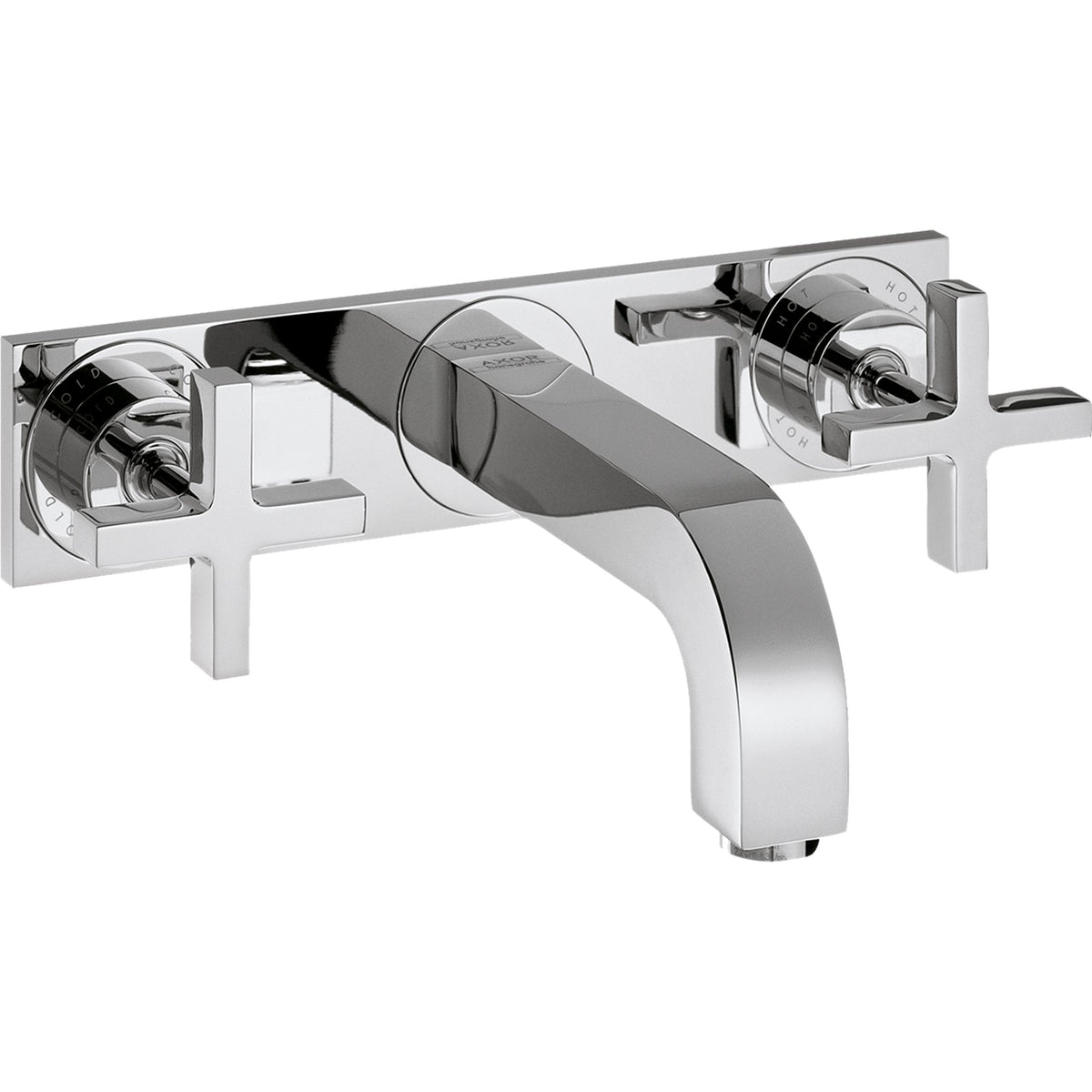 AXOR-Citterio-3-hole-basin-mixer-for-concealed-installation-wall-mounted-with-spout-226-mm-cross-handles-and-plate-Chrome-39144000