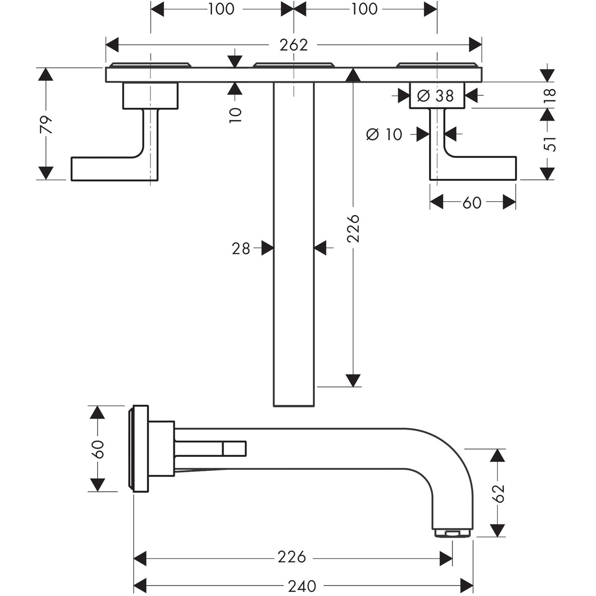 AXOR-Citterio-3-hole-basin-mixer-for-concealed-installation-wall-mounted-with-spout-226-mm-lever-handles-and-plate-39148-technical-01