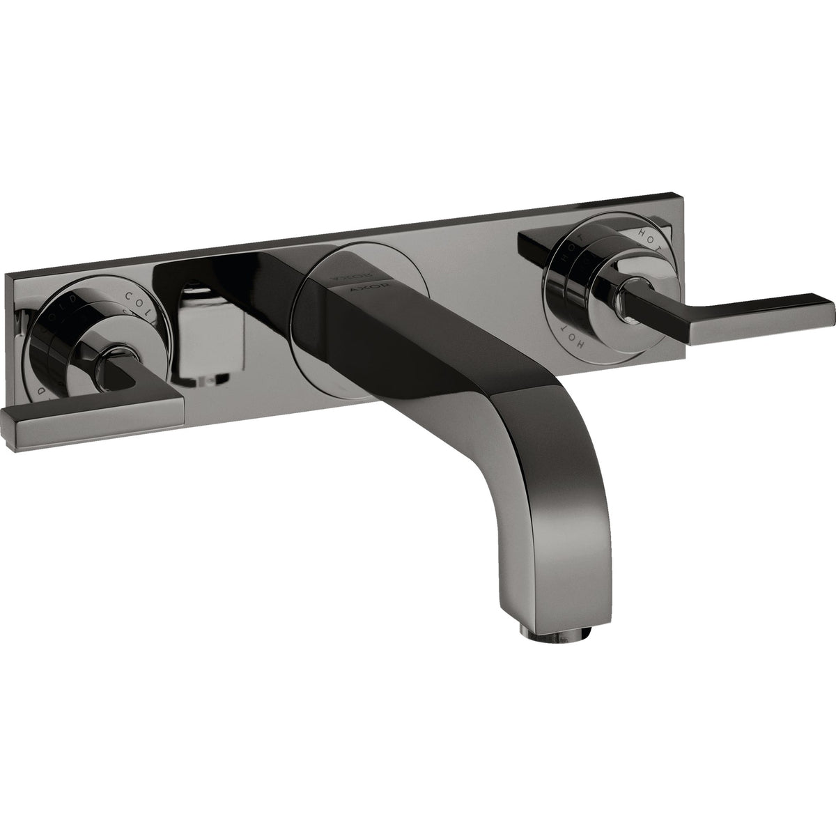 AXOR-Citterio-3-hole-basin-mixer-for-concealed-installation-wall-mounted-with-spout-226-mm-lever-handles-and-plate-Polished-Black-Chrome-39148330