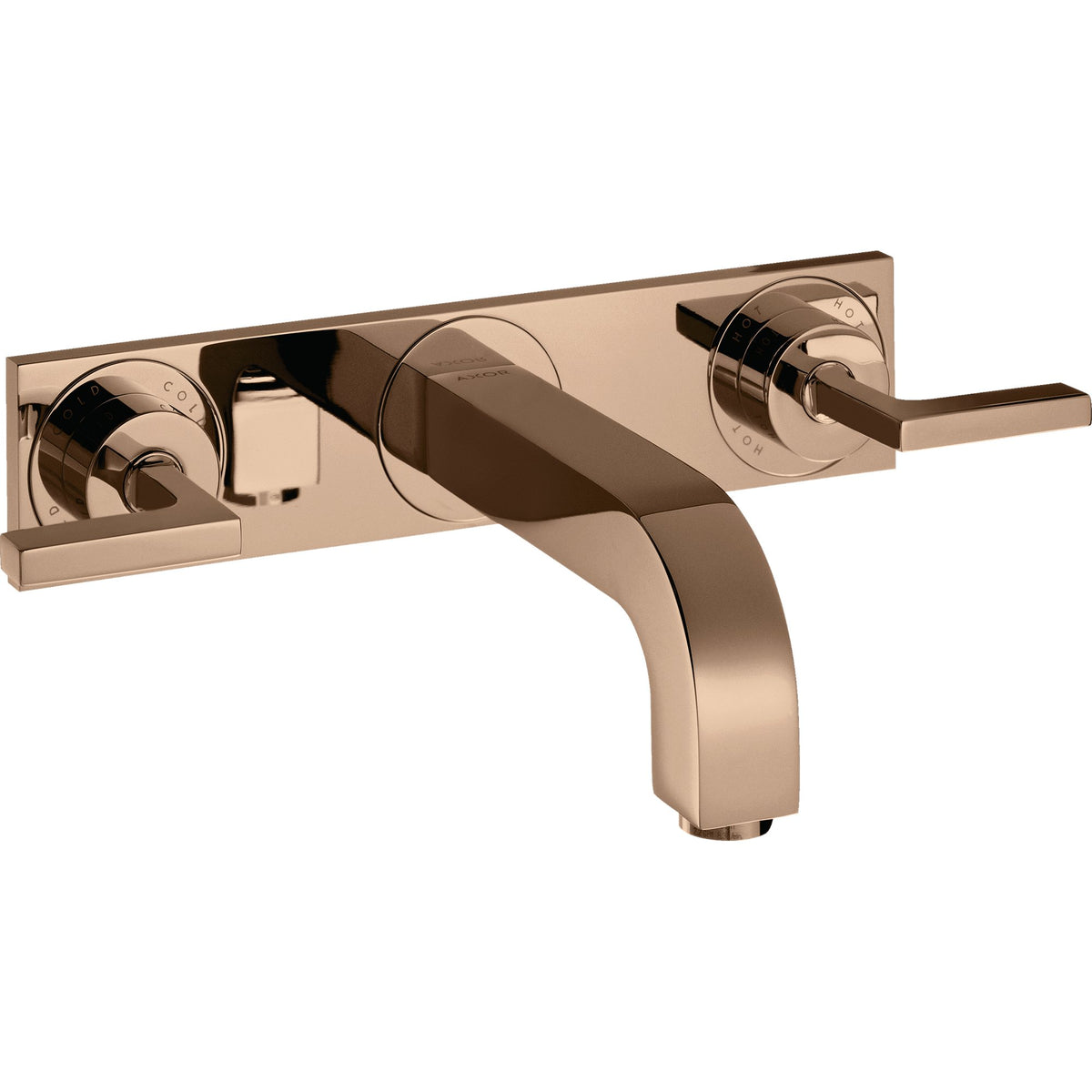 AXOR-Citterio-3-hole-basin-mixer-for-concealed-installation-wall-mounted-with-spout-226-mm-lever-handles-and-plate-Polished-Red-Gold-39148300