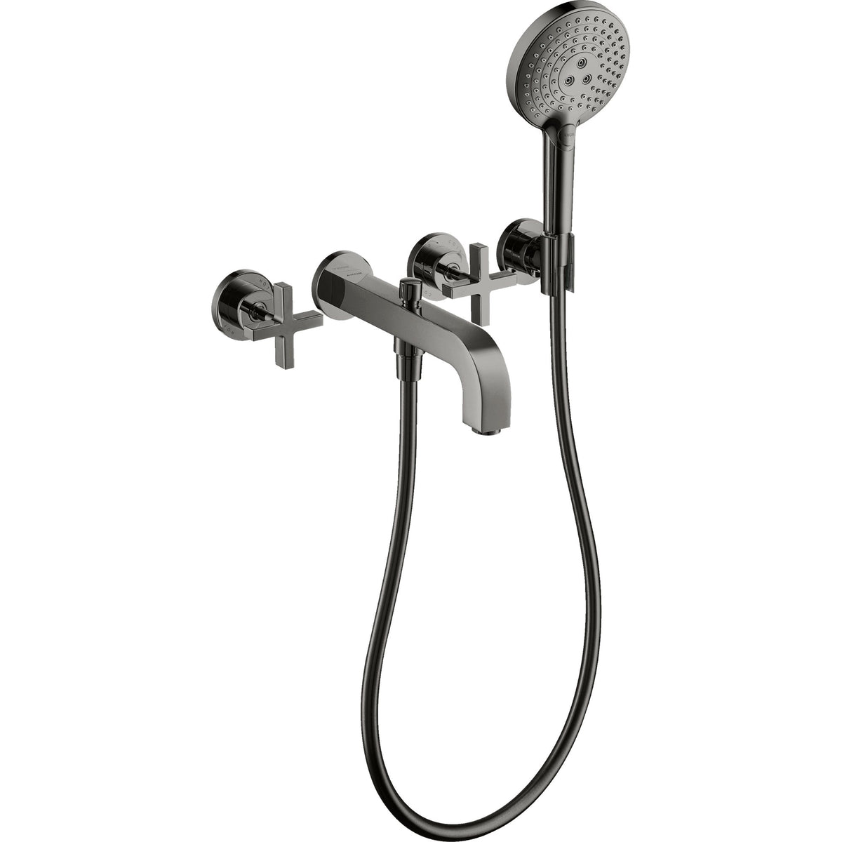 AXOR-Citterio-3-hole-bath-mixer-for-concealed-installation-wall-mounted-with-cross-handles-and-escutcheons-Polished-Black-Chrome-39447330