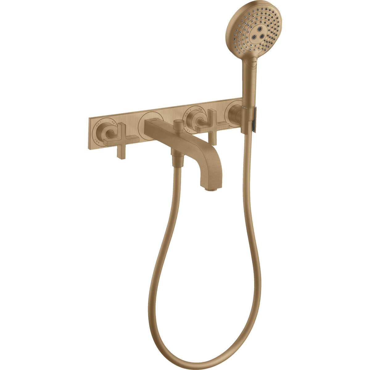 AXOR-Citterio-3-hole-bath-mixer-for-concealed-installation-wall-mounted-with-cross-handles-and-plate-Brushed-Bronze-39441140