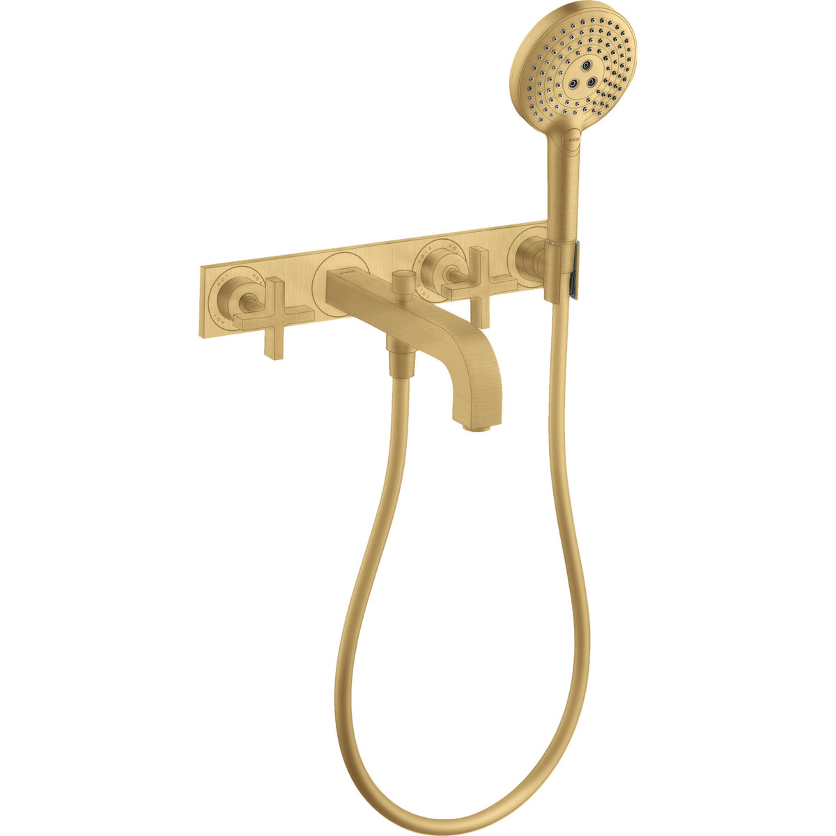 AXOR-Citterio-3-hole-bath-mixer-for-concealed-installation-wall-mounted-with-cross-handles-and-plate-Brushed-Gold-Optic-39441250