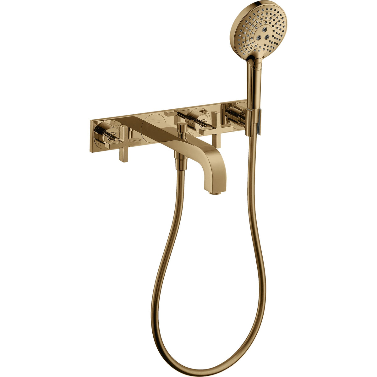 AXOR-Citterio-3-hole-bath-mixer-for-concealed-installation-wall-mounted-with-cross-handles-and-plate-Polished-Bronze-39441130