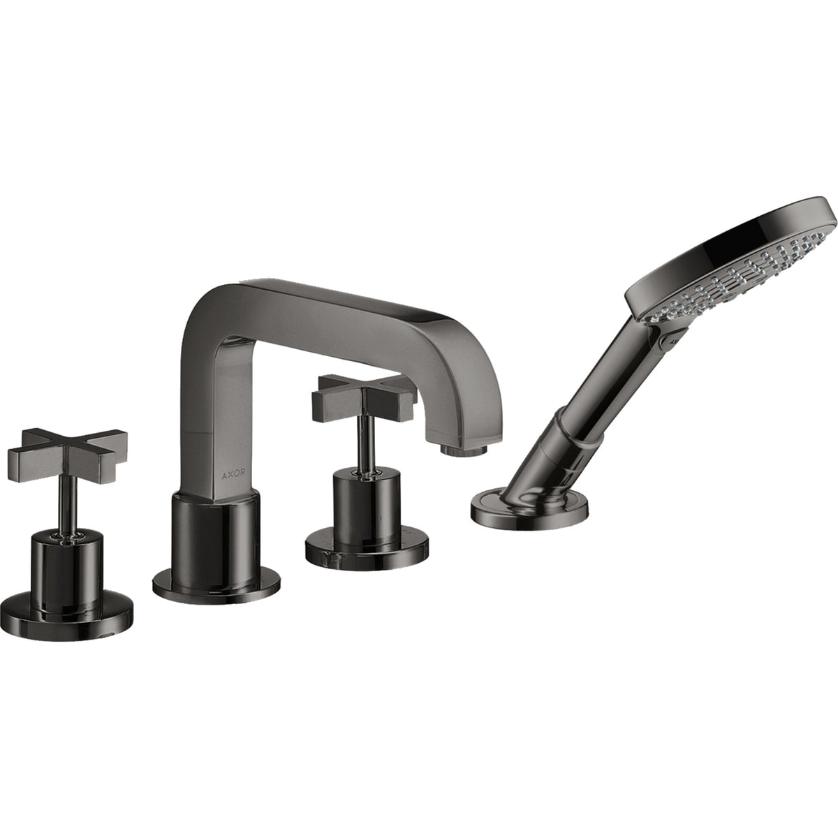 AXOR-Citterio-4-hole-rim-mounted-bath-mixer-with-cross-handles-Polished-Black-Chrome-39445330
