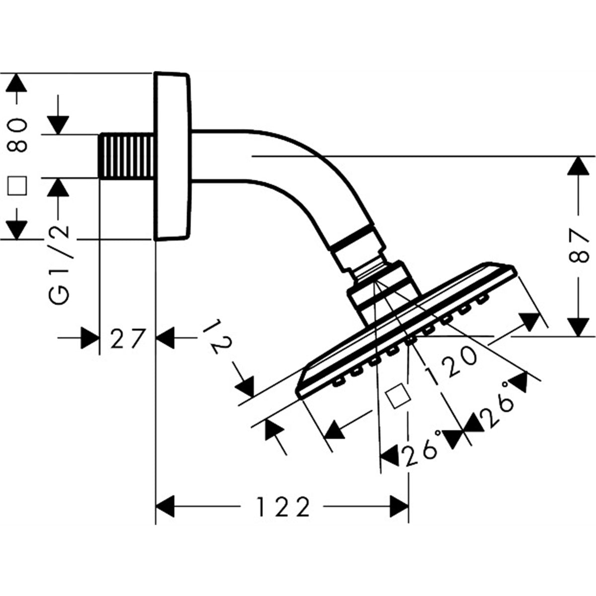 AXOR-Citterio-C-Overhead-shower-120-120-1jet-EcoSmart-with-shower-arm-28810-technical-01