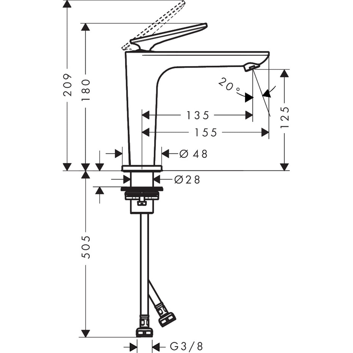 AXOR-Citterio-C-Single-lever-basin-mixer-125-with-CoolStart-and-waste-set-cubic-cut-49041-technical-01