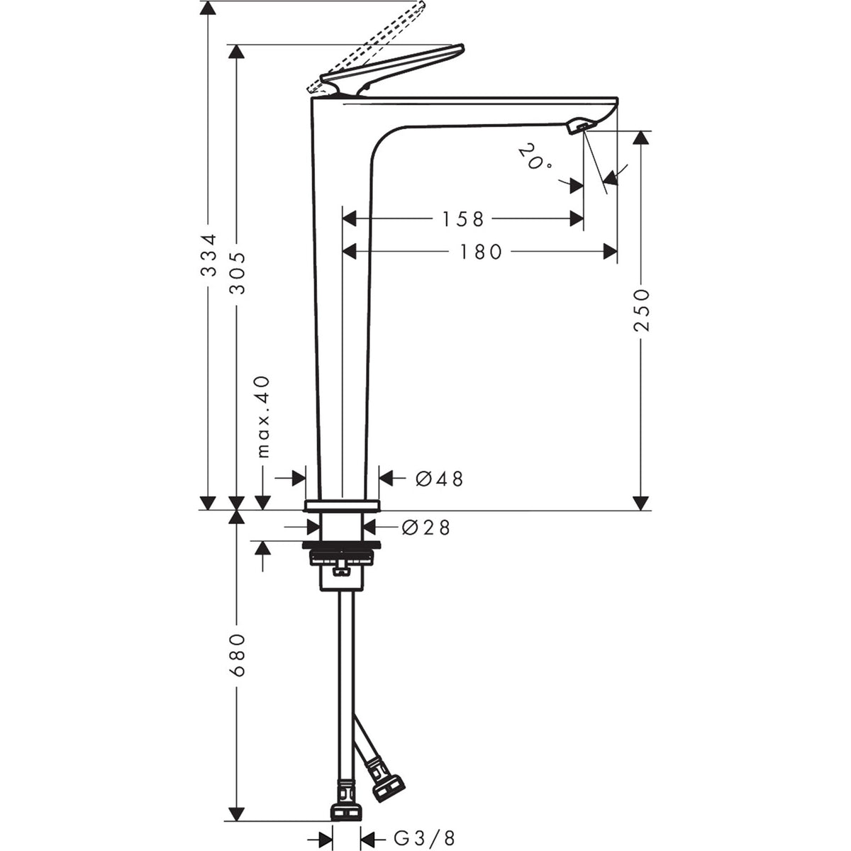 AXOR-Citterio-C-Single-lever-basin-mixer-250-with-CoolStart-and-waste-set-49050-technical-01