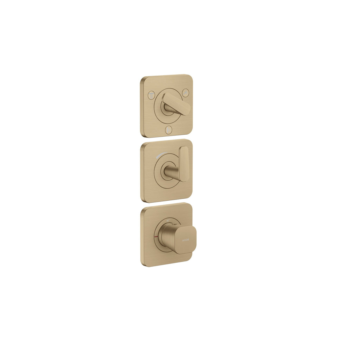 AXOR-Citterio-C-Thermostatic-module-380-120-for-concealed-installation-with-escutcheons-for-3-functions-Brushed-Bronze-49710140