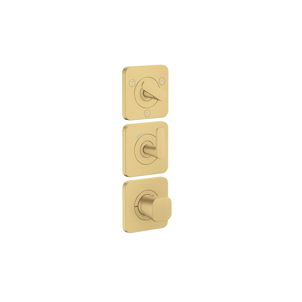 AXOR-Citterio-C-Thermostatic-module-380-120-for-concealed-installation-with-escutcheons-for-3-functions-Brushed-Gold-Optic-49710250