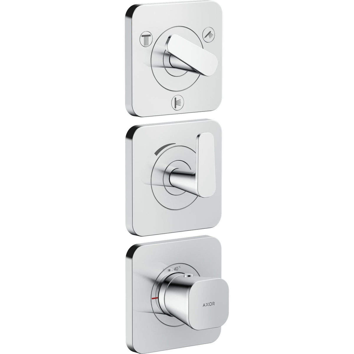 AXOR-Citterio-C-Thermostatic-module-380-120-for-concealed-installation-with-escutcheons-for-3-functions-Chrome-49710000