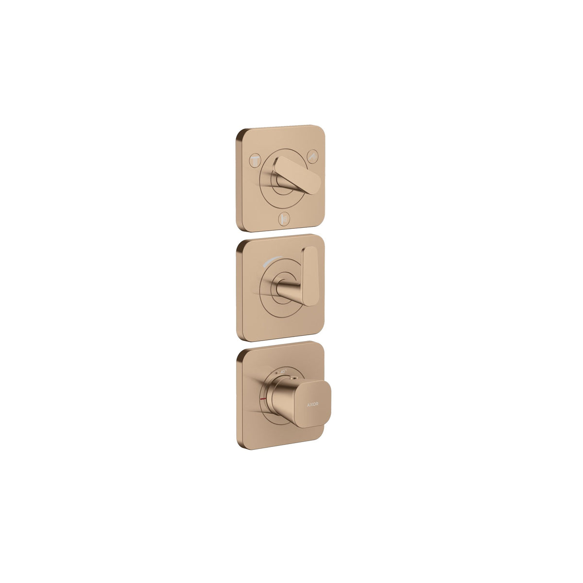 AXOR-Citterio-C-Thermostatic-module-380-120-for-concealed-installation-with-escutcheons-for-3-functions-Polished-Red-Gold-49710300