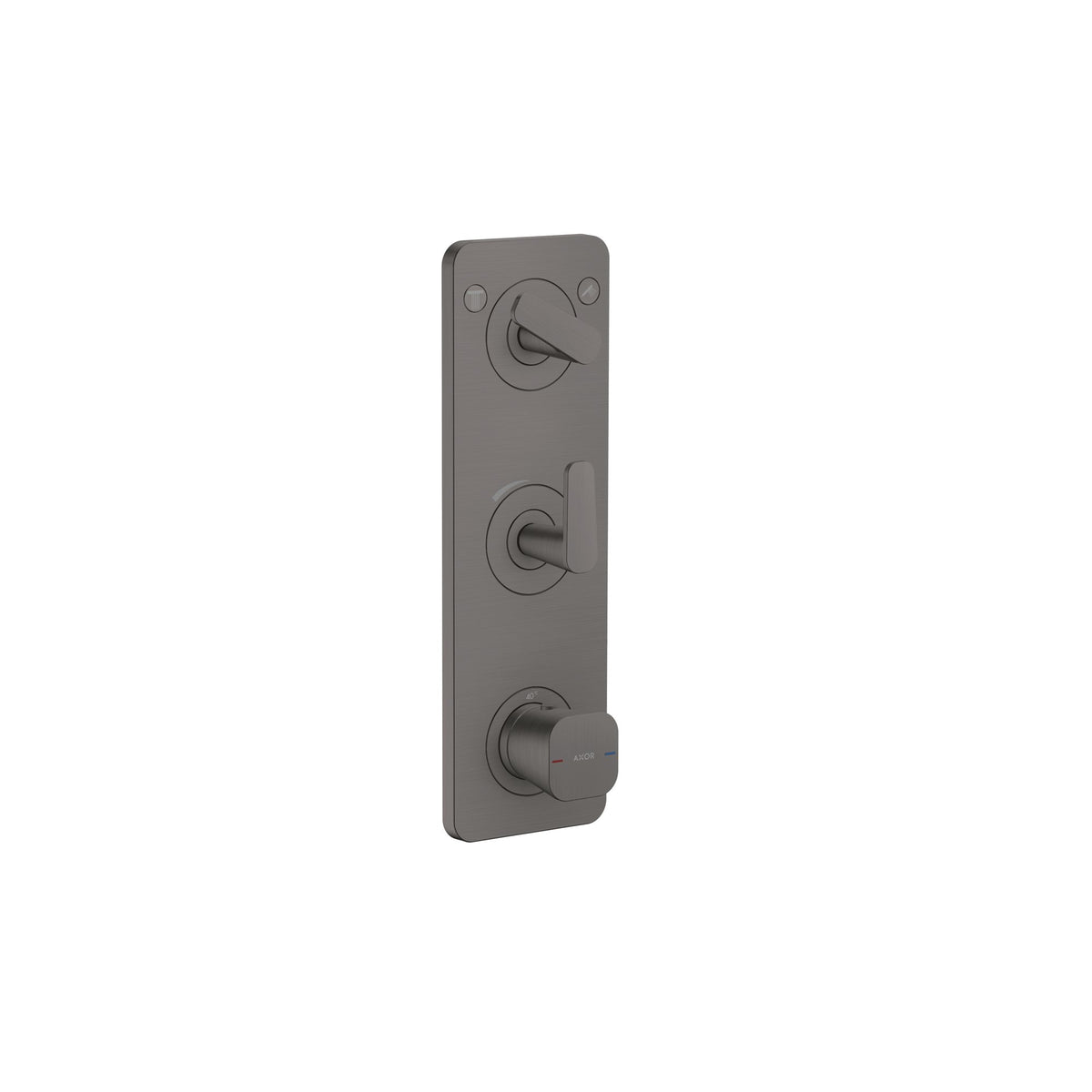 AXOR-Citterio-C-Thermostatic-module-380-120-for-concealed-installation-with-plate-for-2-functions-Brushed-Black-Chrome-49700340