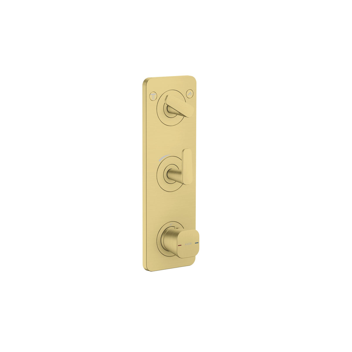 AXOR-Citterio-C-Thermostatic-module-380-120-for-concealed-installation-with-plate-for-2-functions-Brushed-Brass-49700950
