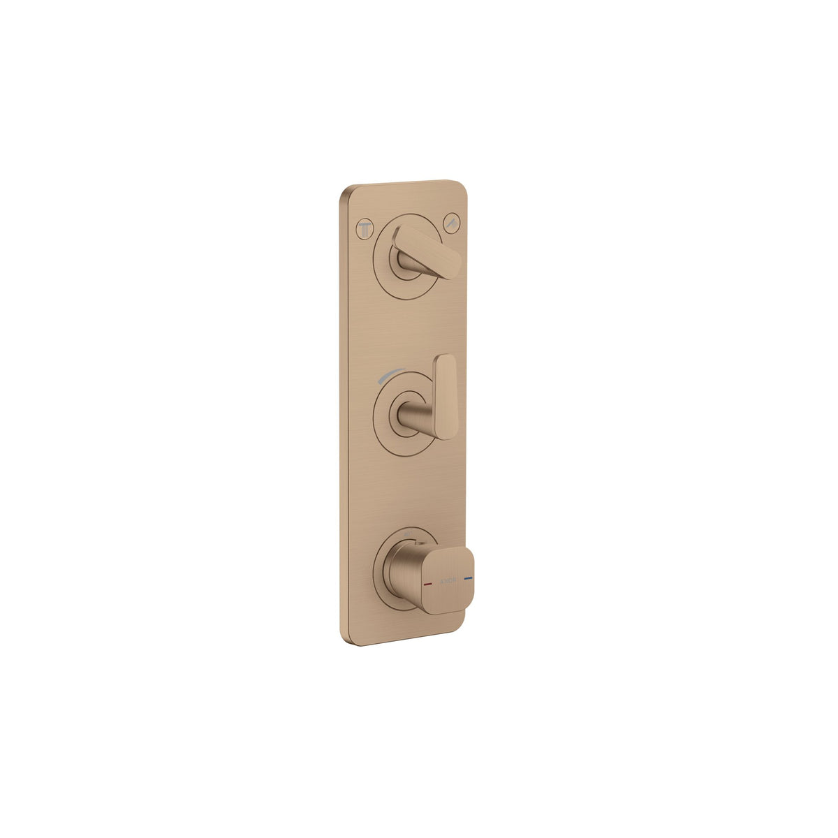 AXOR-Citterio-C-Thermostatic-module-380-120-for-concealed-installation-with-plate-for-2-functions-Brushed-Red-Gold-49700310