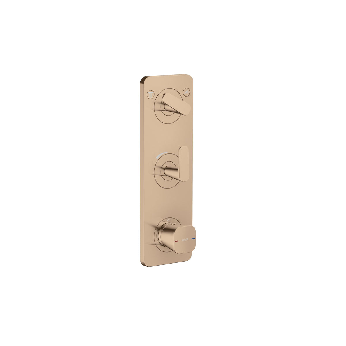 AXOR-Citterio-C-Thermostatic-module-380-120-for-concealed-installation-with-plate-for-2-functions-Polished-Red-Gold-49700300