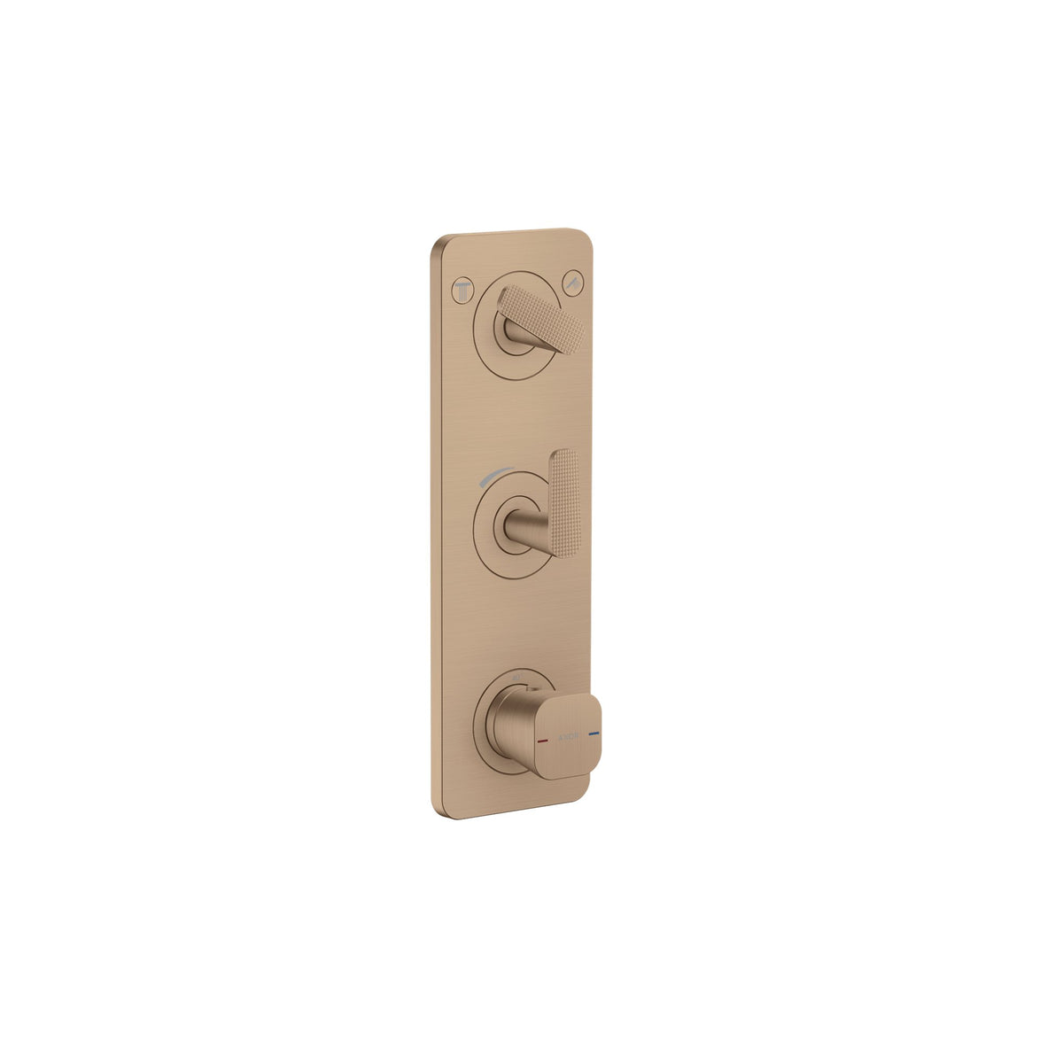 AXOR-Citterio-C-Thermostatic-module-380-120-for-concealed-installation-with-plate-for-2-functions-cubic-cut-Brushed-Red-Gold-49701310