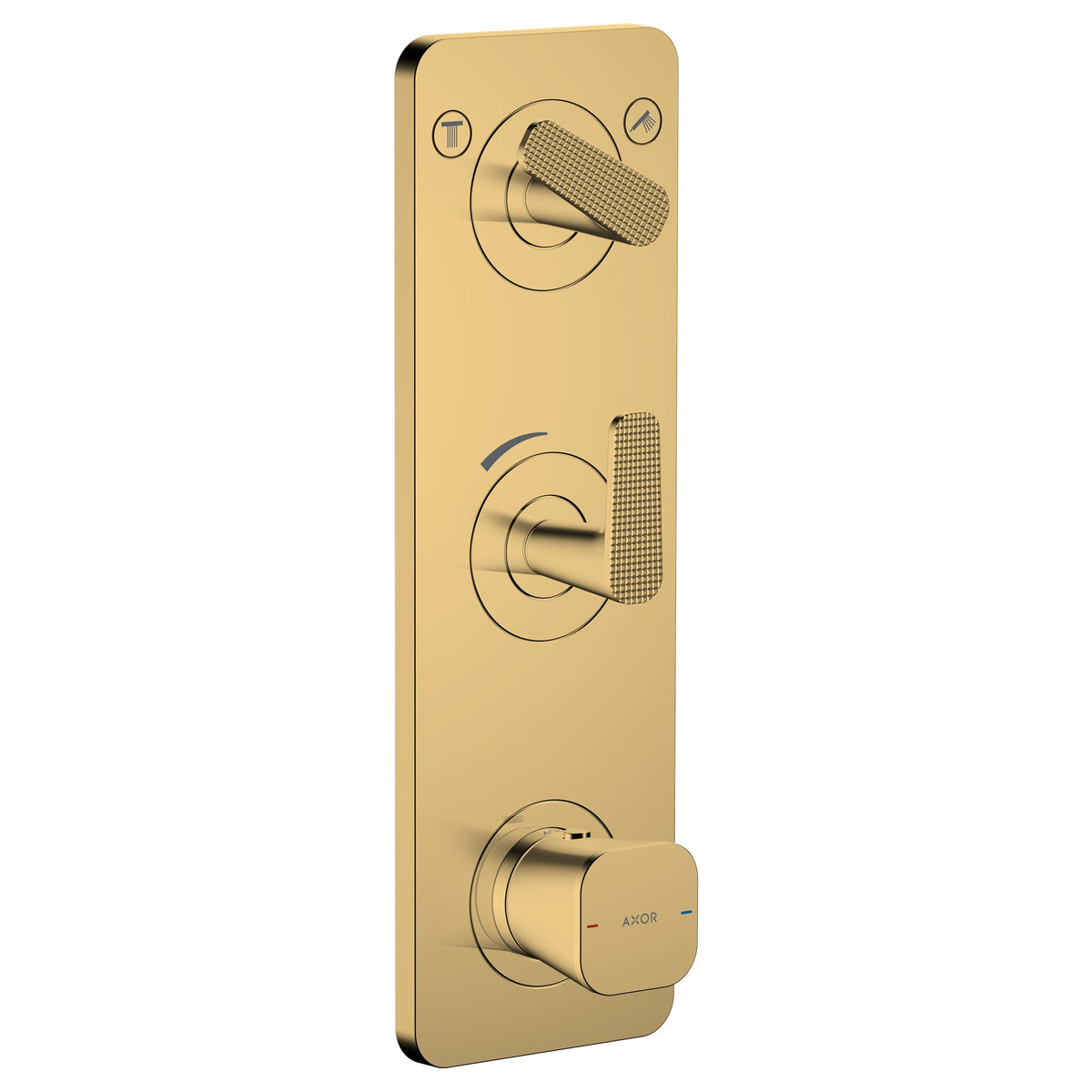 AXOR-Citterio-C-Thermostatic-module-380-120-for-concealed-installation-with-plate-for-2-functions-cubic-cut-Polished-Gold-Optic-49701990