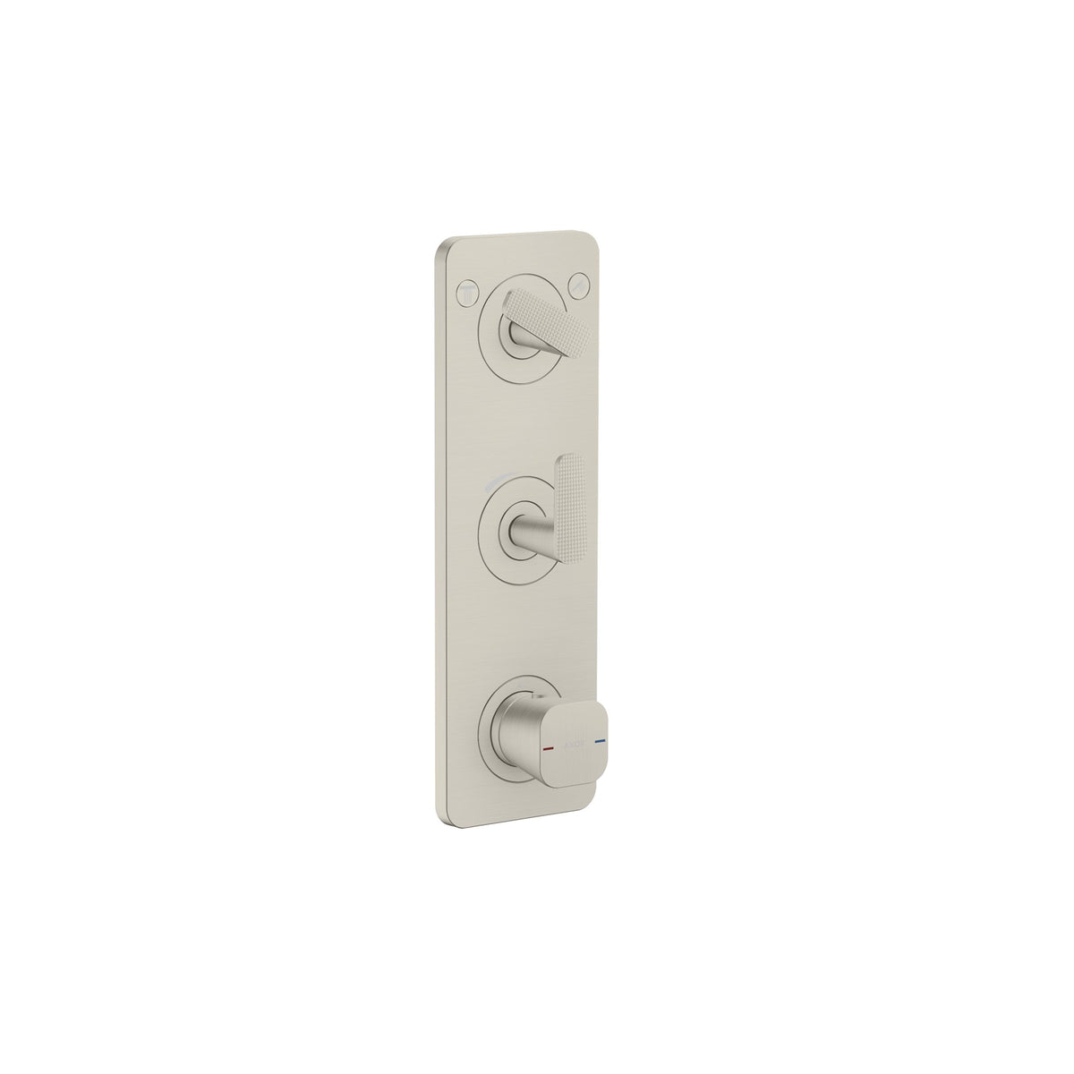 AXOR-Citterio-C-Thermostatic-module-380-120-for-concealed-installation-with-plate-for-2-functions-cubic-cut-Stainless-Steel-Optic-49701800