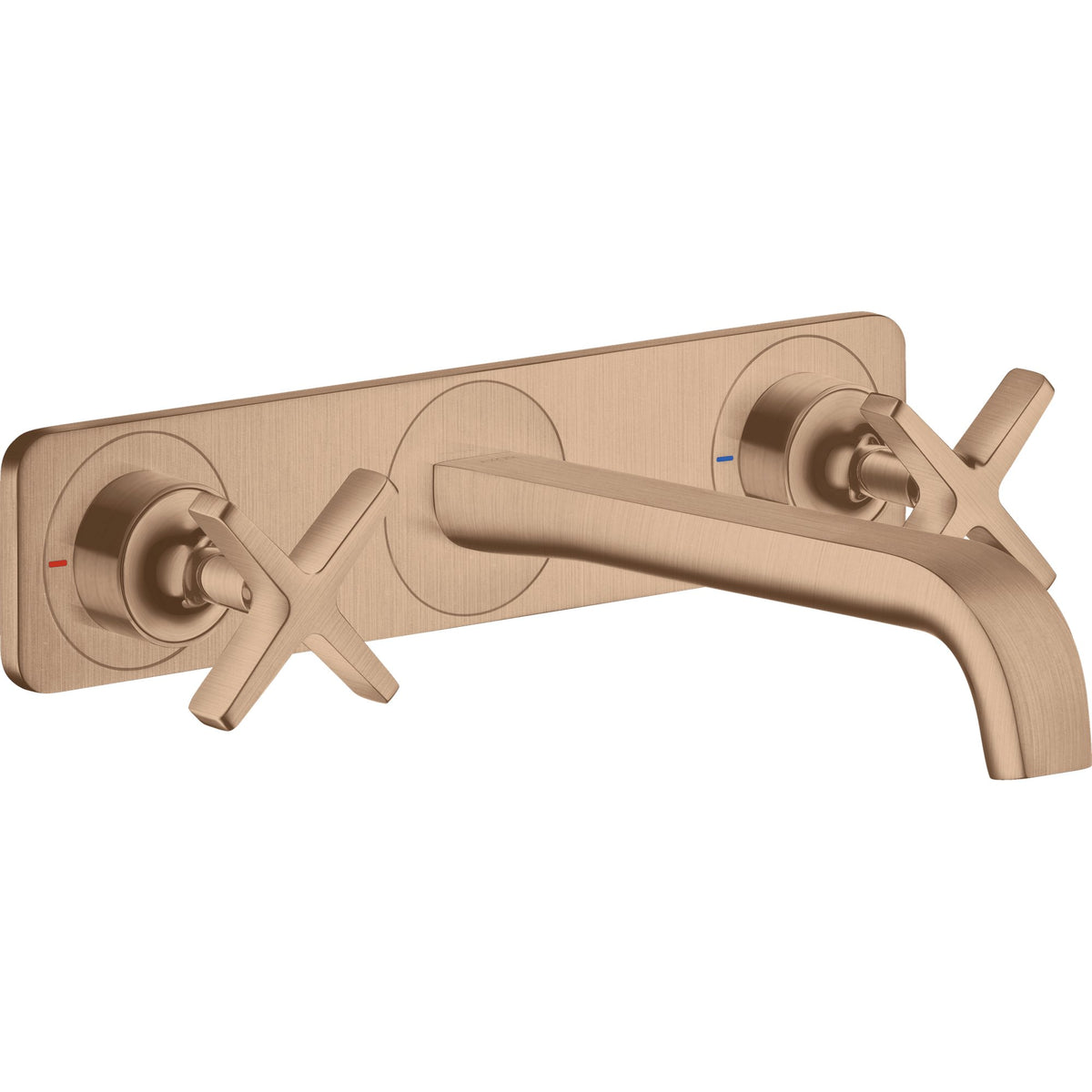 AXOR-Citterio-E-3-hole-basin-mixer-for-concealed-installation-wall-mounted-with-spout-220-mm-and-plate-Brushed-Red-Gold-36115310