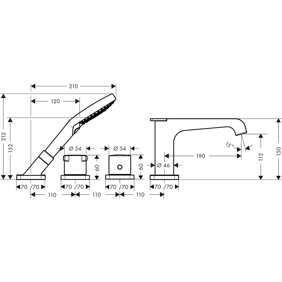 AXOR-Citterio-E-4-hole-rim-mounted-thermostatic-bath-mixer-36411-technical-02