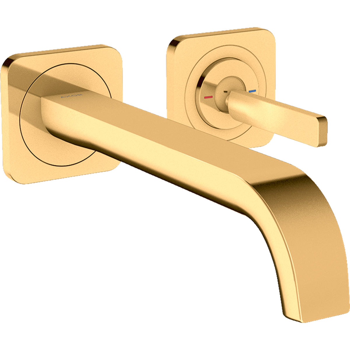 AXOR-Citterio-E-Single-lever-basin-mixer-for-concealed-installation-wall-mounted-with-pin-handle-spout-221-mm-and-escutcheons-Polished-Gold-Optic-36106990