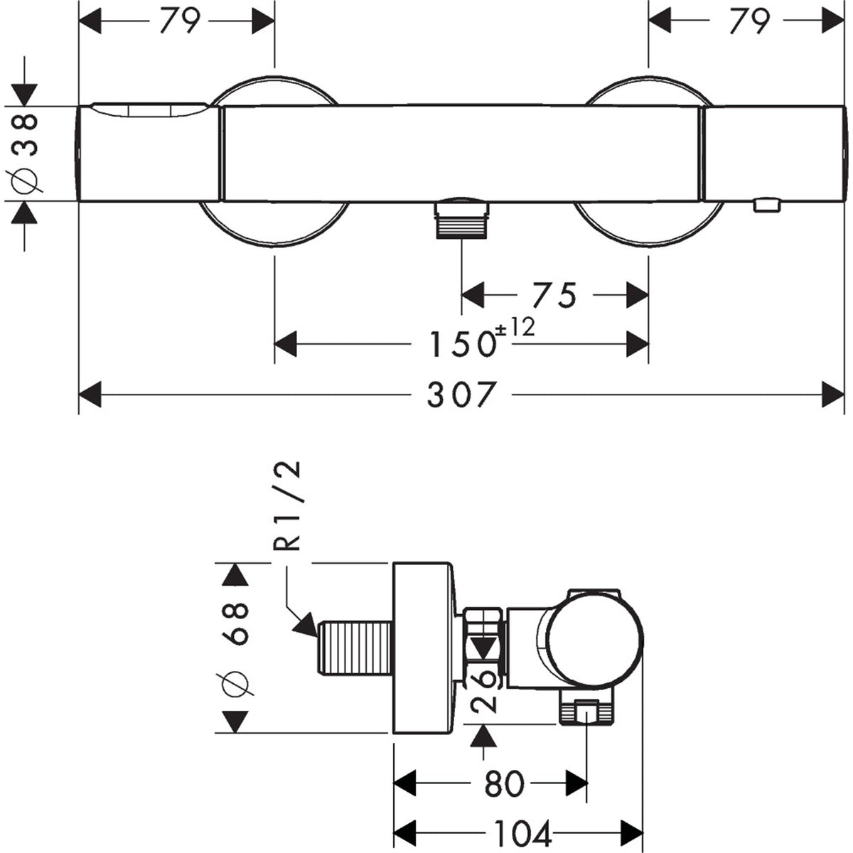 AXOR-Citterio-M-Shower-thermostat-for-exposed-installation-34635-technical-02
