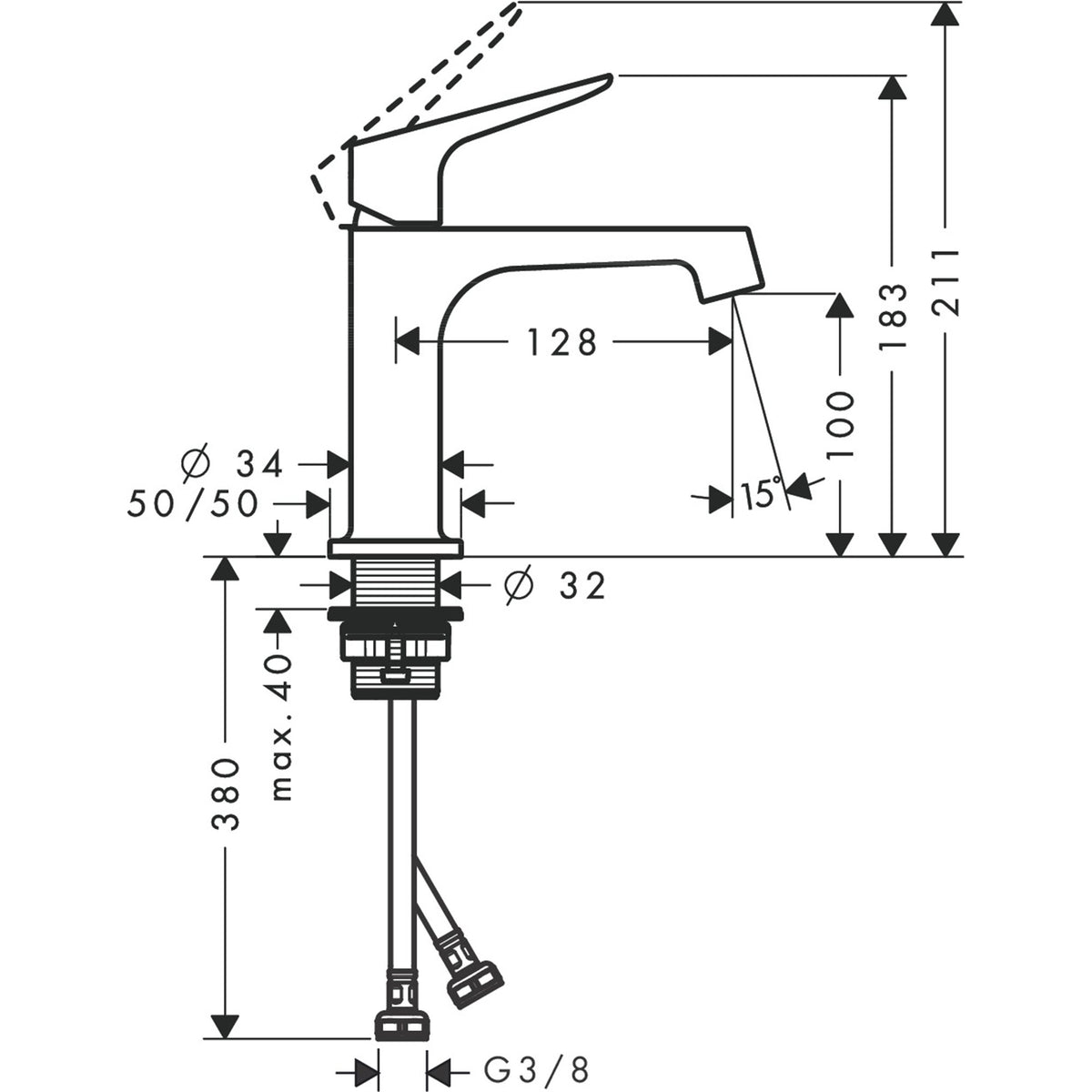 AXOR-Citterio-M-Single-lever-basin-mixer-100-with-waste-set-34018-technical-01