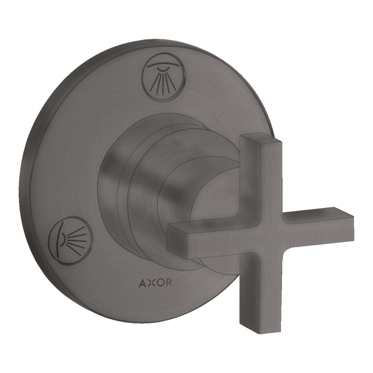AXOR Citterio Shut off diverter valve Trio Quattro for concealed installation with cross handle Brushed Black Chrome 39925340