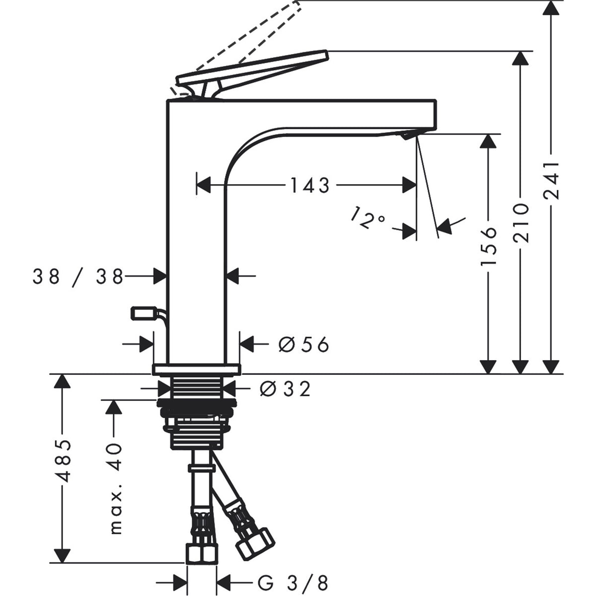 AXOR-Citterio-Single-lever-basin-mixer-160-with-lever-handle-and-pop-up-waste-set-39023-technical-01