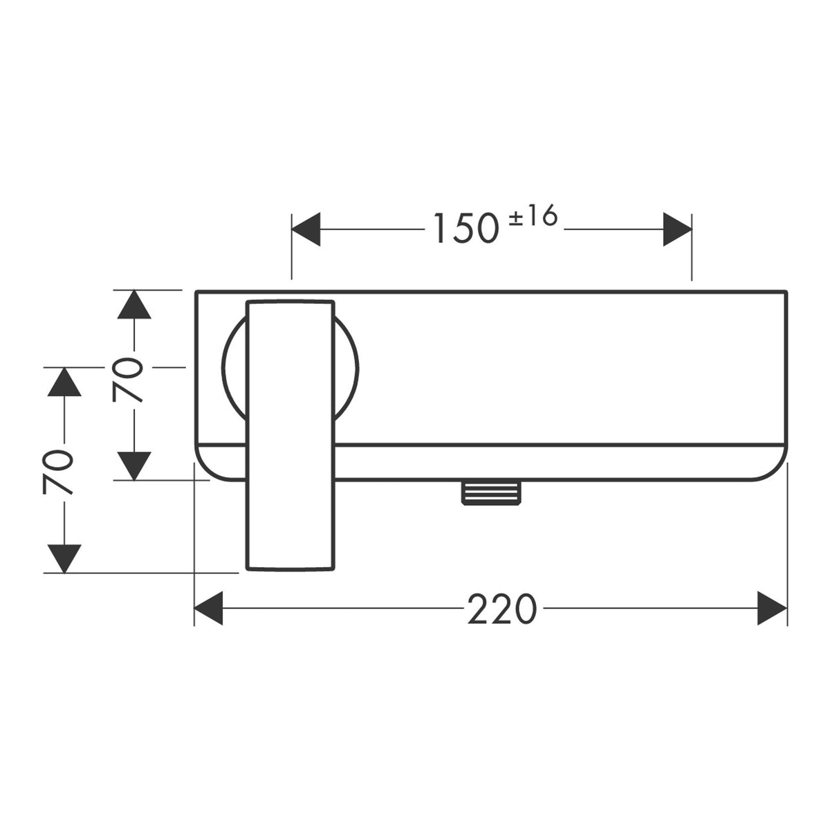 AXOR Citterio Single lever shower mixer for exposed installation with lever handle Scale drawing / שרטוט מידות