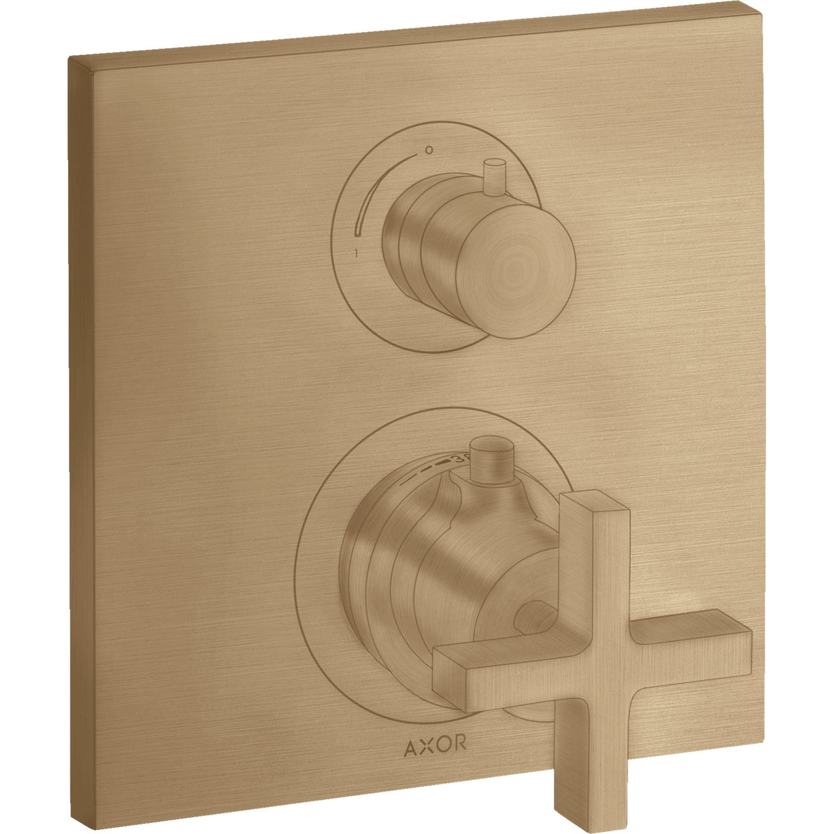 AXOR-Citterio-Thermostat-for-concealed-installation-with-shut-off-valve-and-cross-handle-Brushed-Bronze-39705140