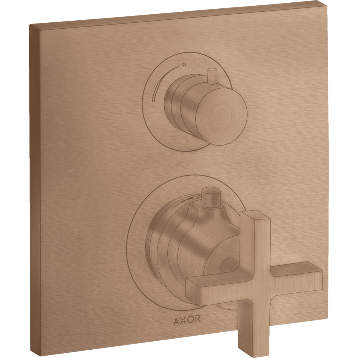 AXOR-Citterio-Thermostat-for-concealed-installation-with-shut-off-valve-and-cross-handle-Brushed-Red-Gold-39705310