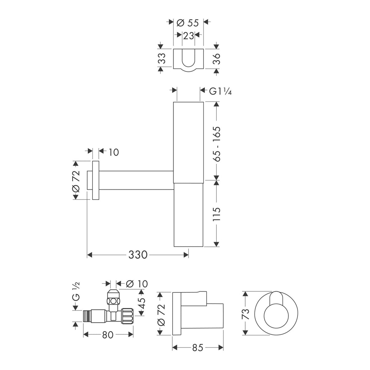 AXOR Design trap set Flowstar 51304 technical 01